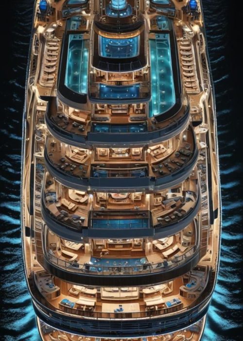 view of the luxurious and most expensive cruise ship at night in Dubai Marina view of the luxurious and most expensive cruise ship at night in Dubai Marina
